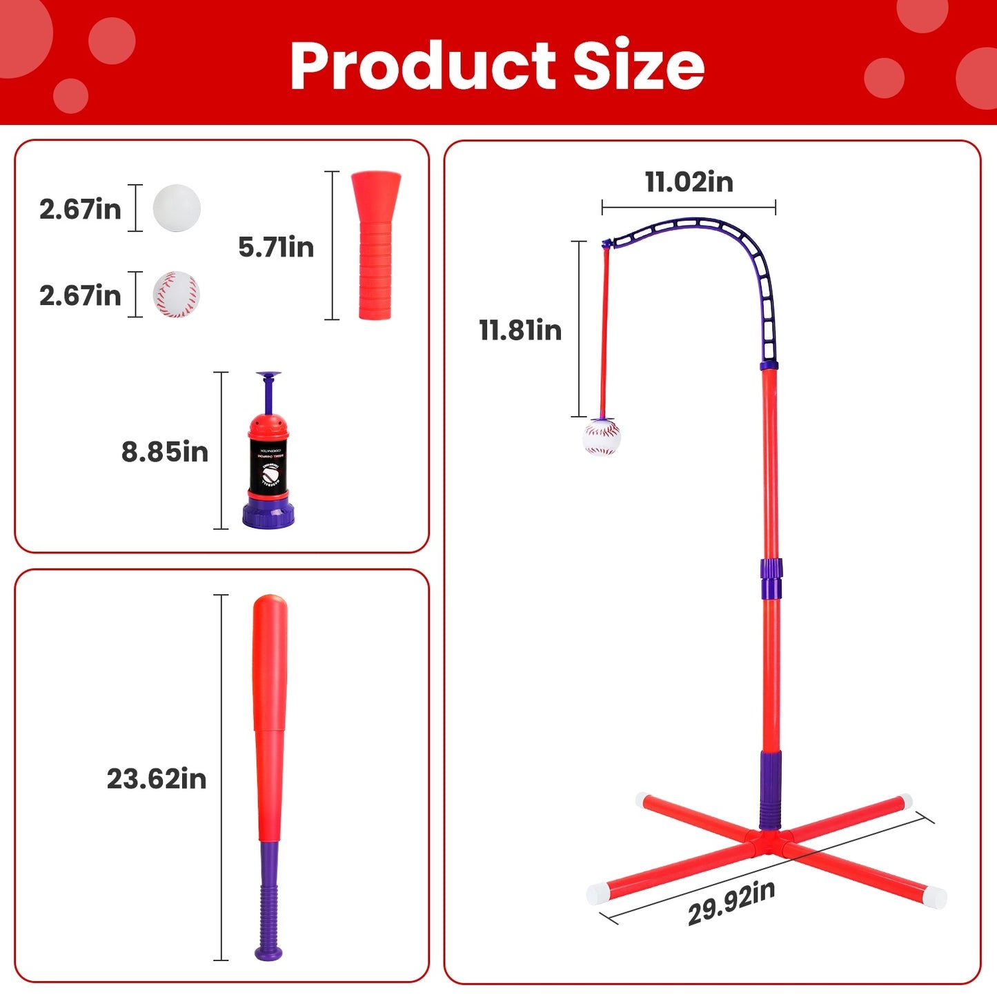 US Local 1Set 3 In 1 Baseball Toy Set For 3 To 5Years Old Kids And Toddlers Includes Tee Ball Stand Hanging Tee Automatic Ball Launcher With Adjustable Height For Indoor Outdoor Play Perfect Gift
