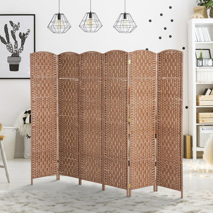 US Local 6 Panel Wicker Room Divider 6' Tall Privacy Screen Natural