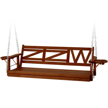 US Local Wooden Outdoor Porch Swing With 3-seat