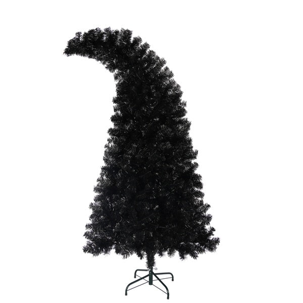 US Local 6-foot Artificial Christmas Tree With LED Lights, Pre-lit Curved Artificial Christmas Tree With 900 Tips, Black Christmas Tree