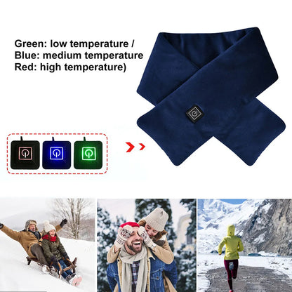 USB Women Men Heating Scarf Temperature Scarf 3 Gears Adjustable USB Charging Heat Control Neck Warmer For Cycling Camping USB Heated Scarf