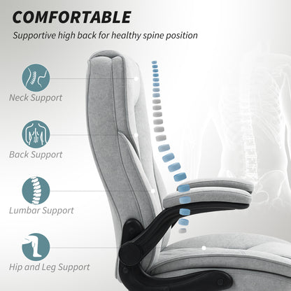 US Local Executive Office Chair, Desk Chair With Flip-up Armrest, Diamond Fabric Computer Chair For Home Office, Gray