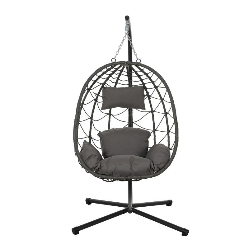 US Local Indoor And Outdoor Swing Chair With Stand, Patio Wicker Hanging Egg Chair, Hanging Basket Chair Suitable For Bedroom, Living Room And Balcony