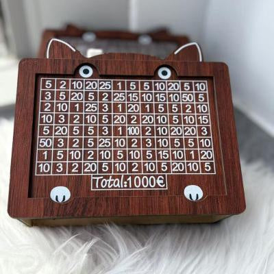 Money Box Piggy Bank Wood Money Bank Reusable Money Box With Saving Goal And Numbers To Check For Helps The Habit Of Saving