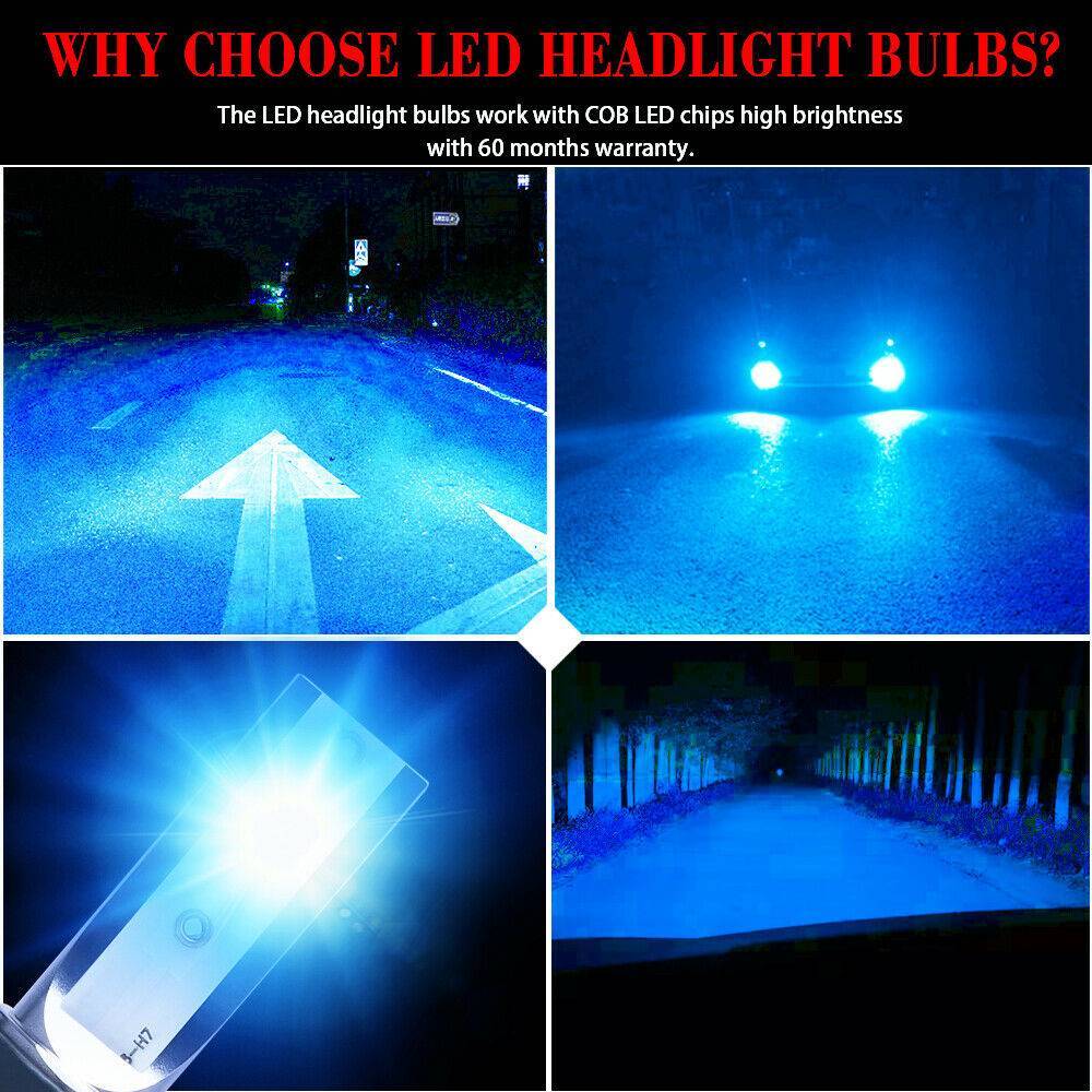 US Local 2x H7 LED Headlight Bulb Kit High Low Beam 8000K Super Blue 26000LM Light Bulb