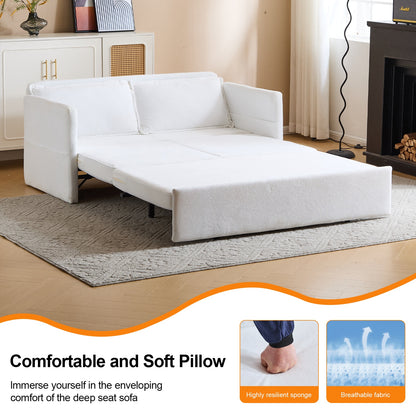 US Local Adult Sleeper Chair Bed, 3-in-1 Convertible Sofa Chair Bed Pull-out Sofa Bed, Convenient Folding Tray Table With USB And Type-C Charging Ports Modern Loveseat For Living Room