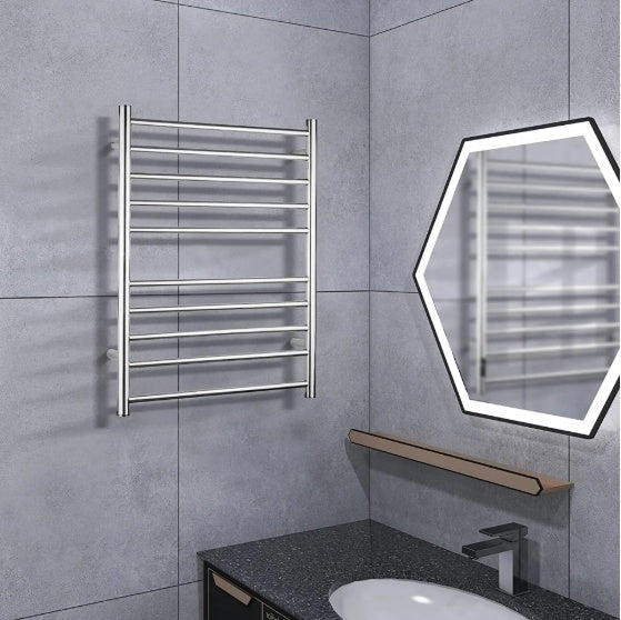 US Local Electric Heated Towel Rack For Bathroom, Wall Mounted Towel Warmer, 10 Stainless Steel Bars Drying Rack