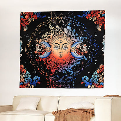 US Local Sun And Moon Tapestry Psychedelic Mystic Floral Aesthetic Vintage Tapestry