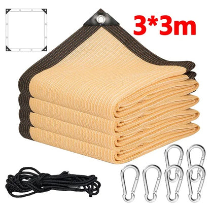 US Local Beige Rectangle Square Sun Shade UV Blocking Breathable Vinyl Mesh Fabric For Outdoor Greenhouse Covers Plants Heavy Duty Commercial And Residential