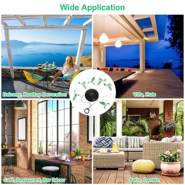 US Local LED Solar Hummingbird Wind Chime Solar String Lights 6 LEDs Color