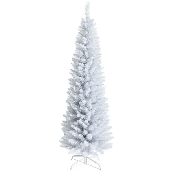 US Local 6 Feet Unlit Artificial Slim Pencil Christmas Tree With Metal Stand