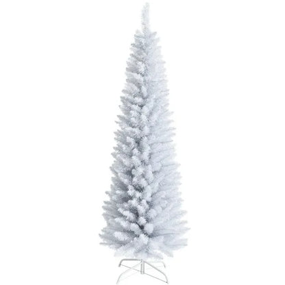 US Local 6 Feet Unlit Artificial Slim Pencil Christmas Tree With Metal Stand