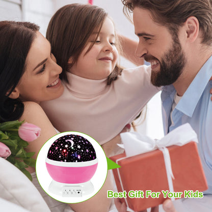 US Local Pink-Blue Options -- 1Pc LED Star Sky Projector Night Light Kids Rotating Starry Night Lamp USB Sleep Light Xmas Gift