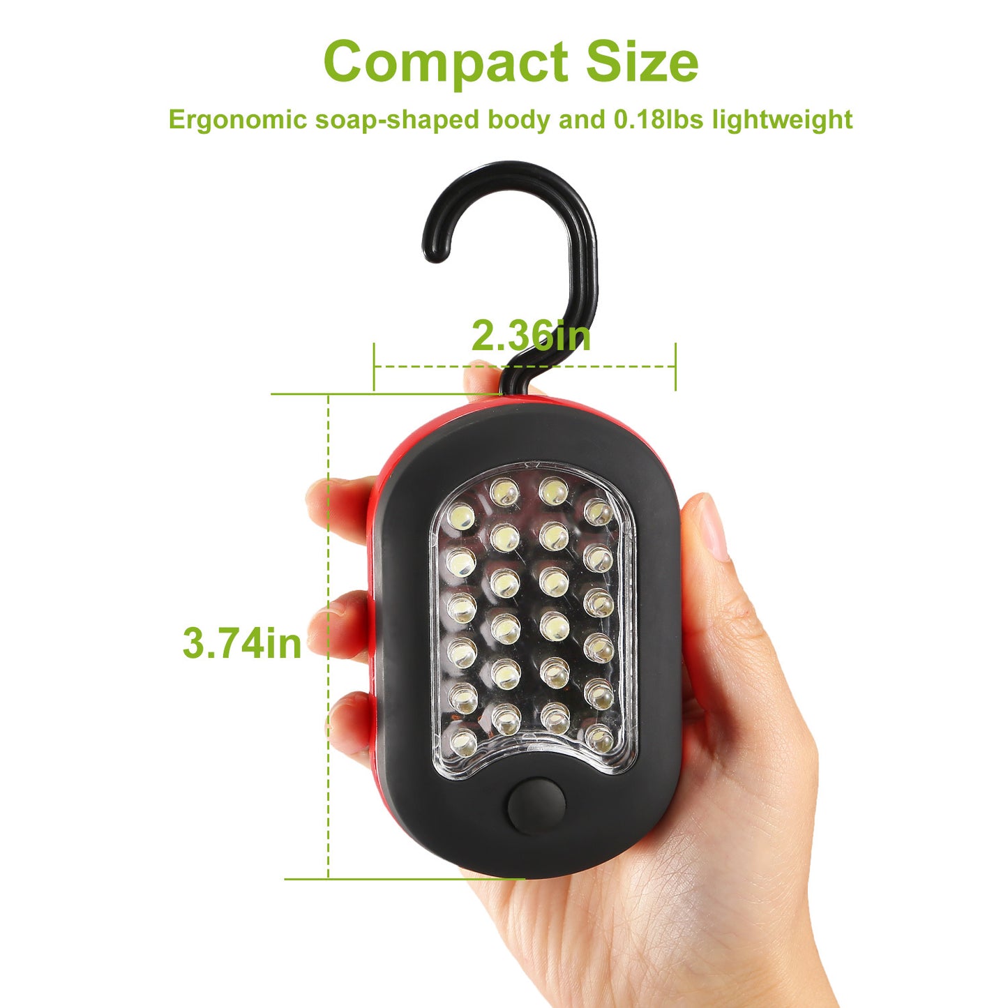 US Local 1Pc Magnetic LED Work Light With Hook Compact Flashlight For Camping Hiking Emergency