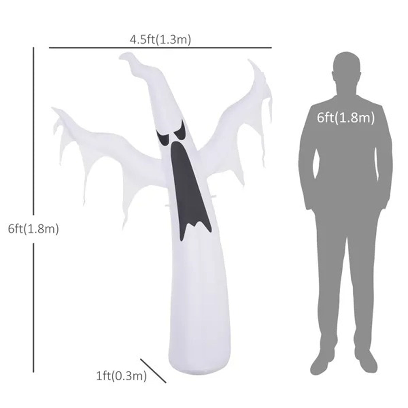 CA Local 6FT Tall Halloween Inflatable White Ghost, Outdoor Blow Up Yard Decoration With LED Lights For Garden, Lawn, Party, Holiday