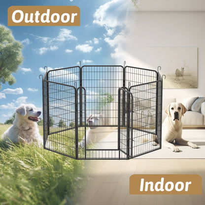 8 Panels Heavy Duty Metal Playpen With Door,39.37 H Dog Fence Pet Exercise Pen For Outdoor, Indoor