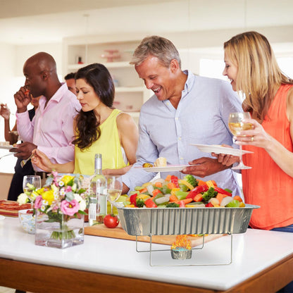 US Local 36Pcs Disposable Chafing Dish Buffet Set Food Warmers For Party Buffet Server Catering Supplies With Covers Utensils Half Size Food Pans For Parties Events BBQ Catering