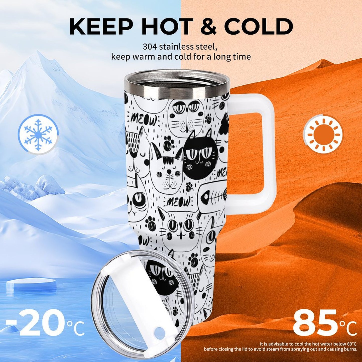 PHDT00249 POD US Local Tumbler 40 oz Large Capacity Car Cup Cat