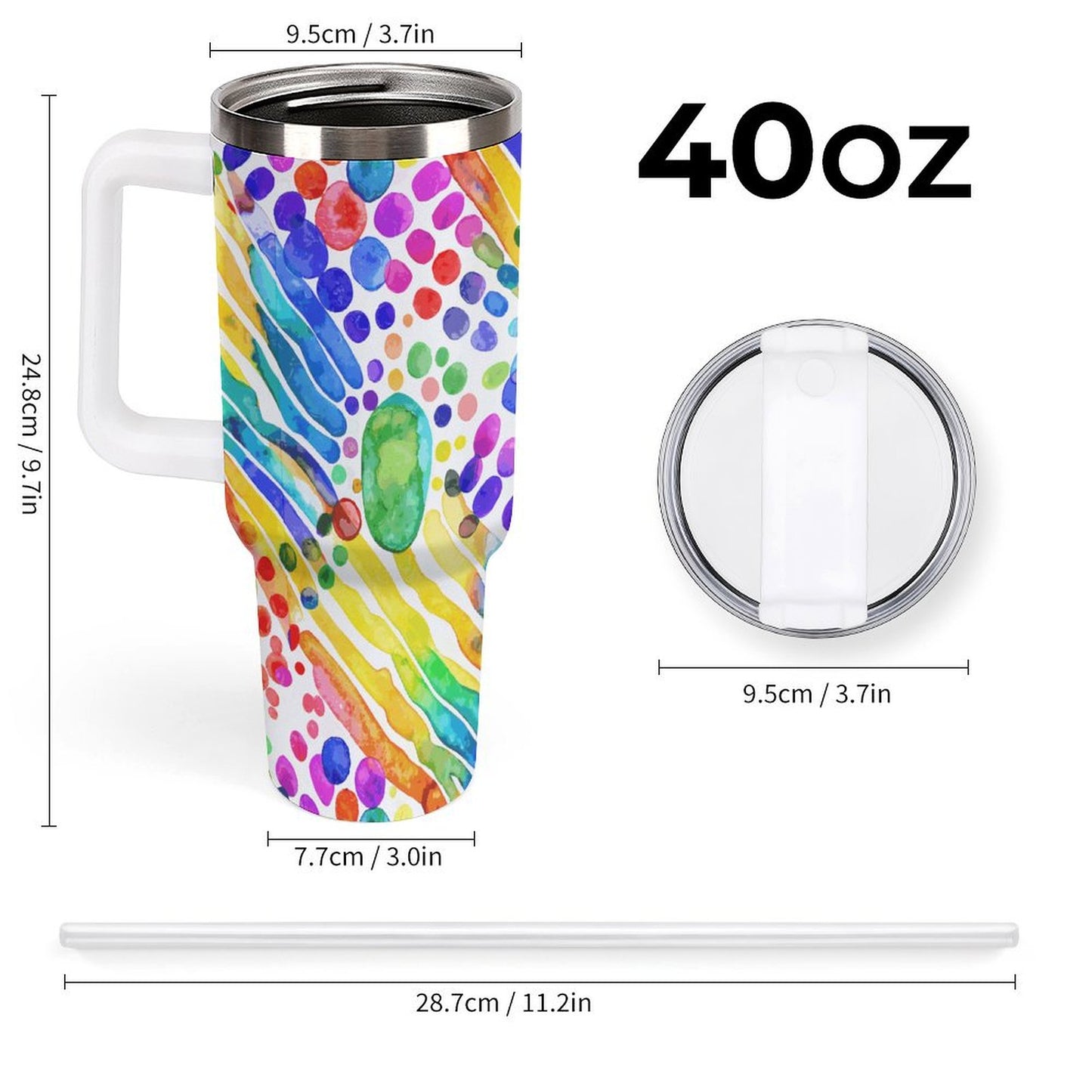 PHDT00540 POD US Local Tumbler 40oz Large Capacity Car Cup Watercolor, Dynamic
