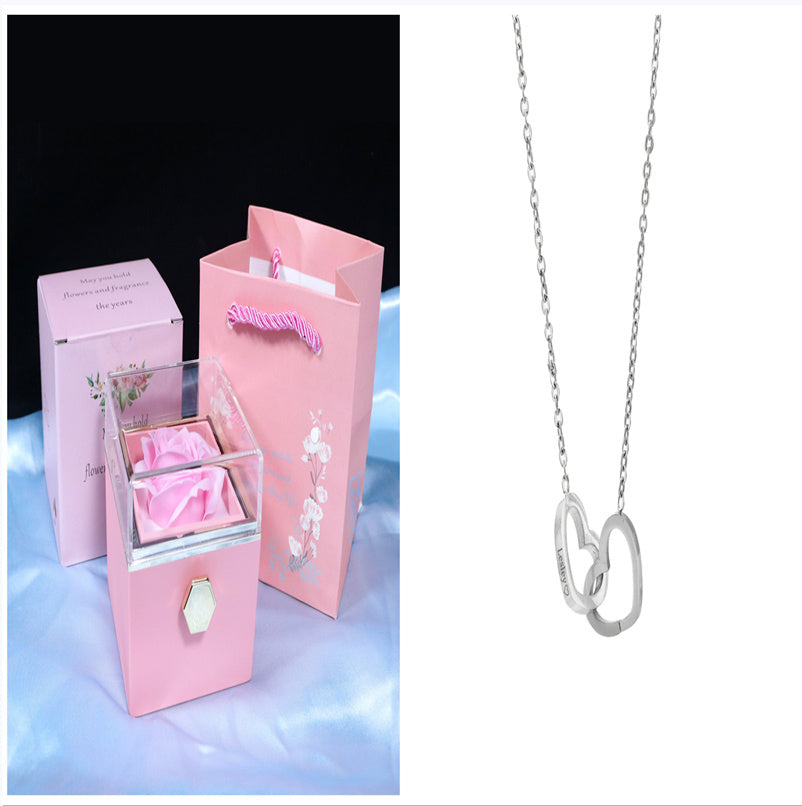 US Local Rotating Soap Flower Rose Gift Box Creative Rotating Rose Jewelry Packaging Box Valentine's Day Gift For Women