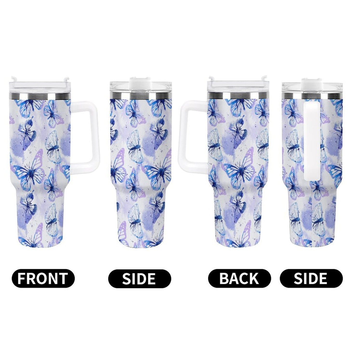 PHDT00534 POD US Local Tumbler 40oz Large Capacity Car Cup Butterfly Watercolor