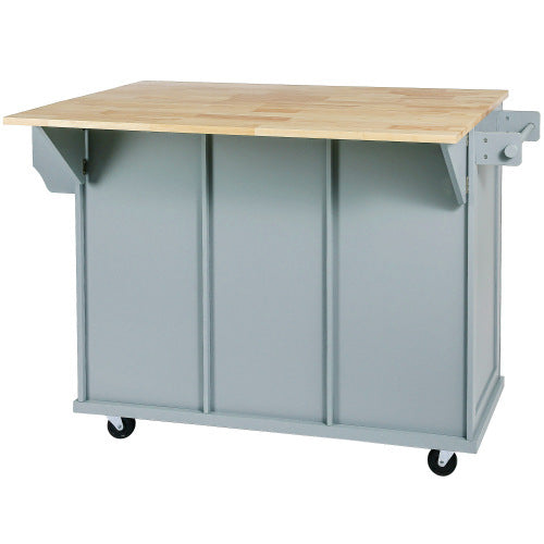 US Local Kitchen Trolley With Rubberwood Folding Leaf Countertops
