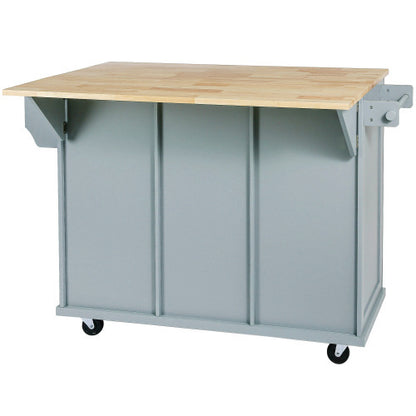 US Local Kitchen Trolley With Rubberwood Folding Leaf Countertops