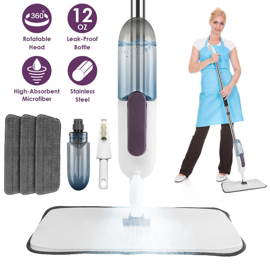 US Local 1Set Spray Mop With 3 Machine Washable Microfiber Pads 12OZ Refillable Water Bottle Wet Dry Use Microfiber Mop For Hardwood Ceramic Tiles Laminate Floor Cleaning Commercial Home Use