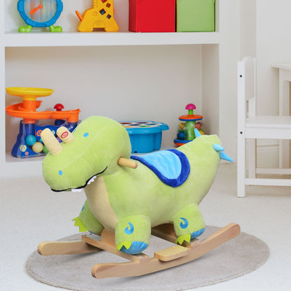 US Local Kids Plush Ride-On Rocking Horse Toy Dinosaur Ride on Rocker with Realistic Sounds