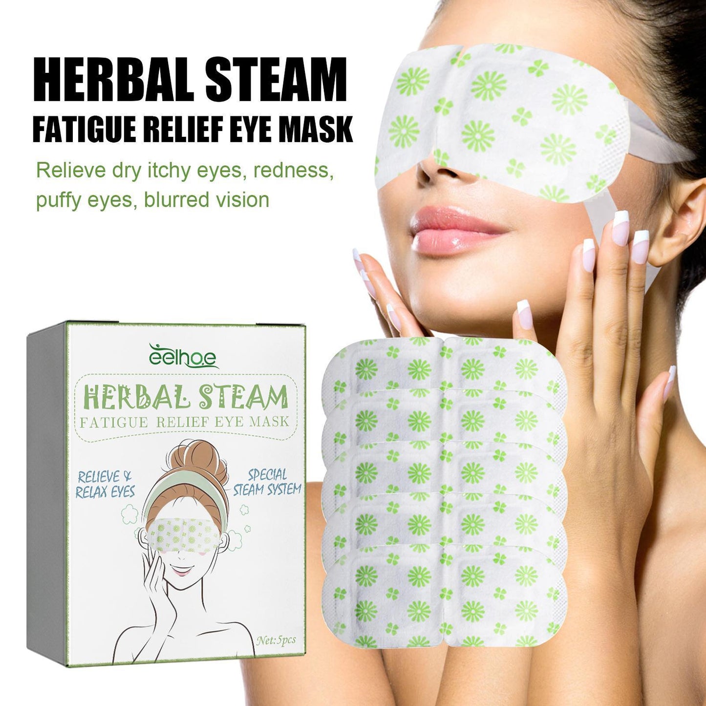 US Local 5PCS Steam Eye Mask, No Scent, Self-Heating Eye Mask, Eye SPA Mask, Relieve Eye Strain Fatique, Dark Circles, Puffiness