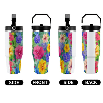 POD US Local Tumbler 30oz Large Capacity Car Cup Tropical, Safflower, Bright Style