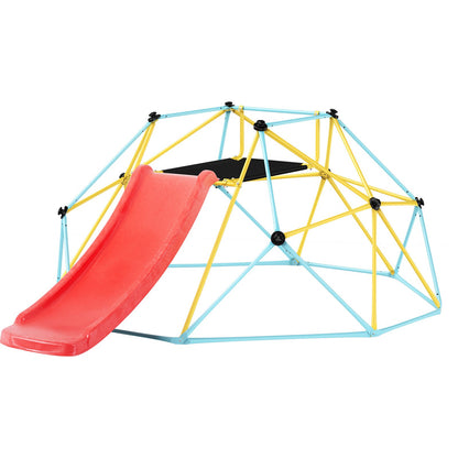 US Local Climbing Dome, For Kids 3 To 9 Years Old, 8FT Geometric Dome Climber With Slide,Jungle Gym Supports 600LBS And Easy Assembly, With Climbing Grip, Outdoor And Indoor Play Equipment For Kids