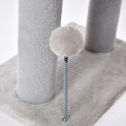 US Local Gray Indoor Cat Tree With Hanging Ball 20.5Cat Tree With Tunnel Bed And Scratching Post Cat Tower