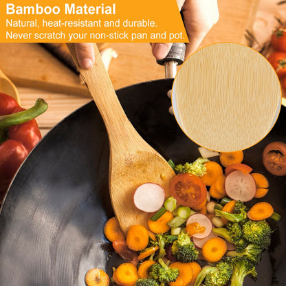 US Local Set Of 6Pcs Cooking Utensil Bamboo Wooden Spoons Spatula Kitchen Cooking Tools Nonstick Wooden Cookware Kitchen Gadgets