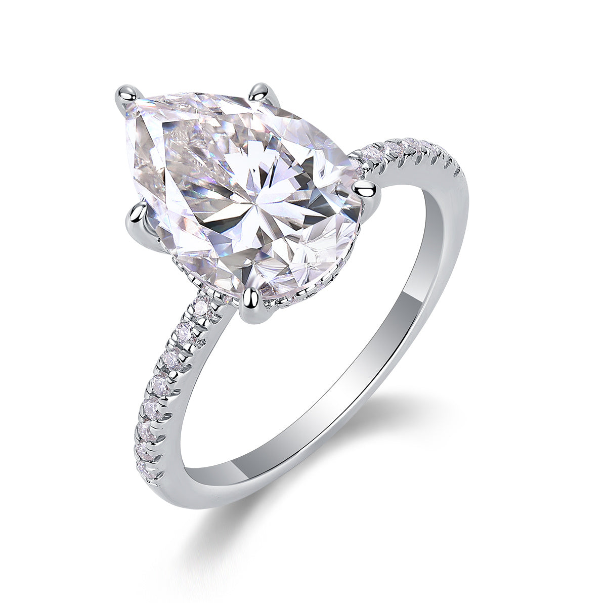 Light And Shadow - A Fashionable Diamond Jewelry Piece Set With Moissanite S925 Sterling Silver And Platinum Diamond Ring