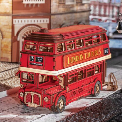 US Local Rolife London Tour Bus Car 3D Wooden Puzzle Model Toy Home Decor Xmas Gift