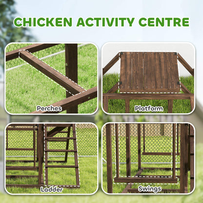 US Local Chicken Activity Play Set With Multiple Chicken Perches, Swing, Ladder, Platform For 3-4 Chickens, Coffee