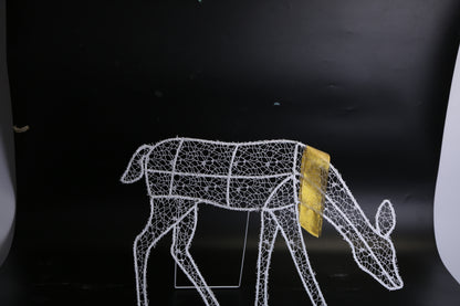 US Local 3 Sets Of Reindeer Family Lighted 2D Christmas Deer Decoration Warm Yellow Light 3 Lighting Modes Buck Doe Fawn Indoor Outdoor Christmas Decoration