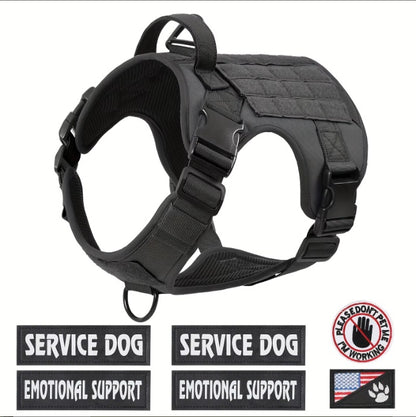 US Local Hiphoppet US Local Tactical Service Dog Harness Vest Adjustable Reflective No Pulling Large Dog Harness With Metal Buckle