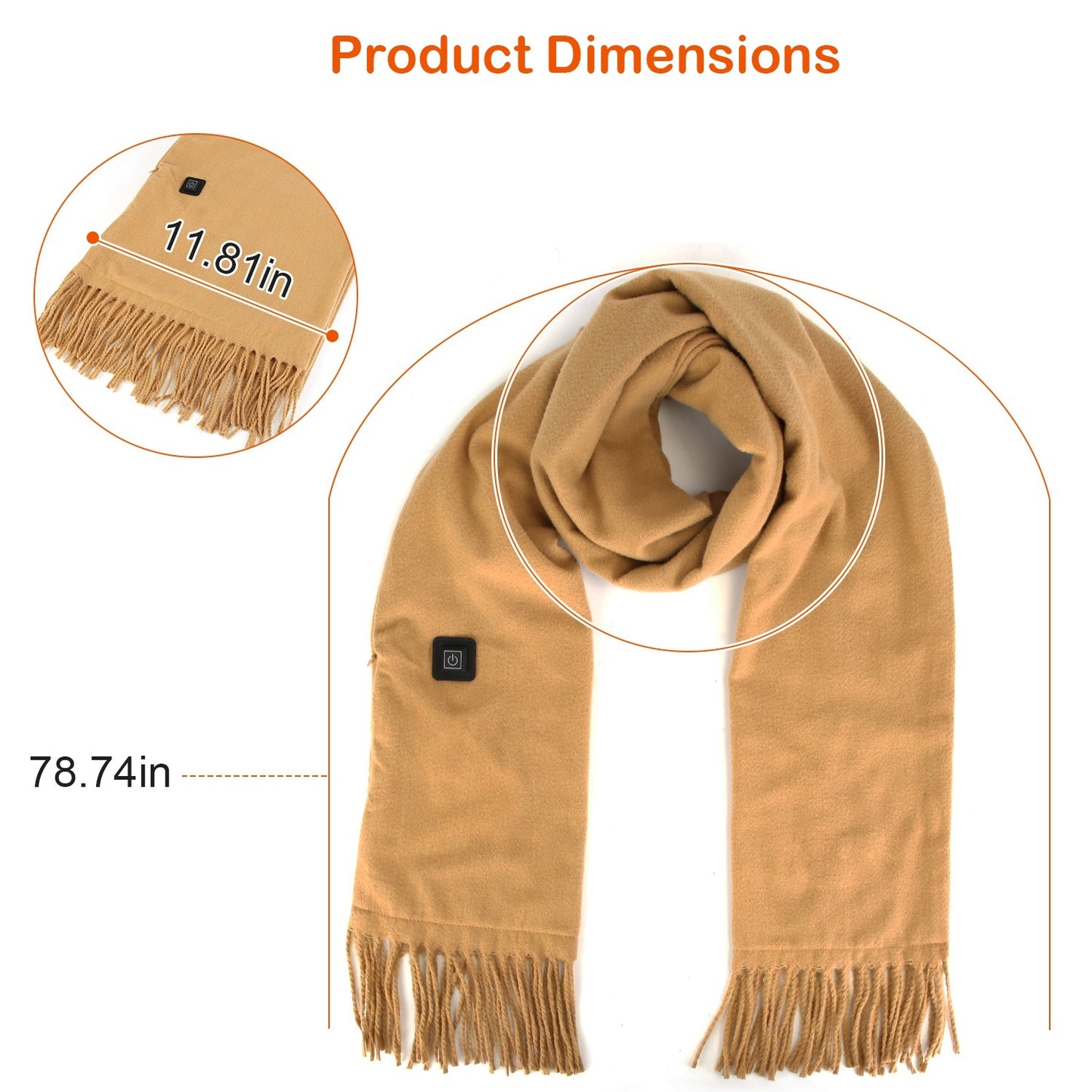 US Local 1 Pc Electric Heated Winter Scarf USB Heating Neck Wrap Unisex Heated Neck Shawl Soft Warm Scarves 3 Heating Modes For Outdoor Cycling Skiing Skating
