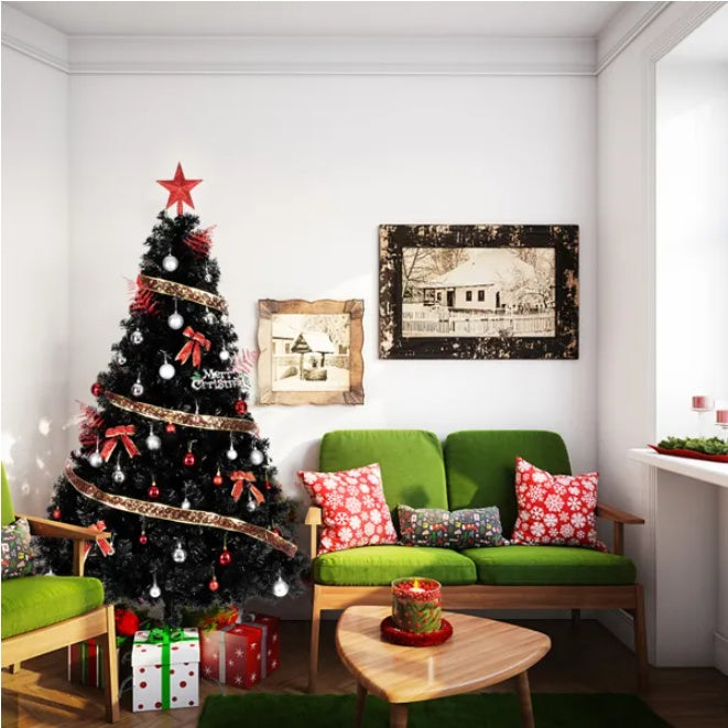 US Local 6ft 1600 Branches PVC Christmas Tree Black