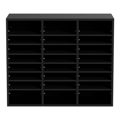 US Local VEVOR Wood Literature Organizer, 24 Compartments, File Sorter With Removable Shelves, Mailboxes Slot For Office Home Classroom Mailrooms Organization, EPA Certified, Black