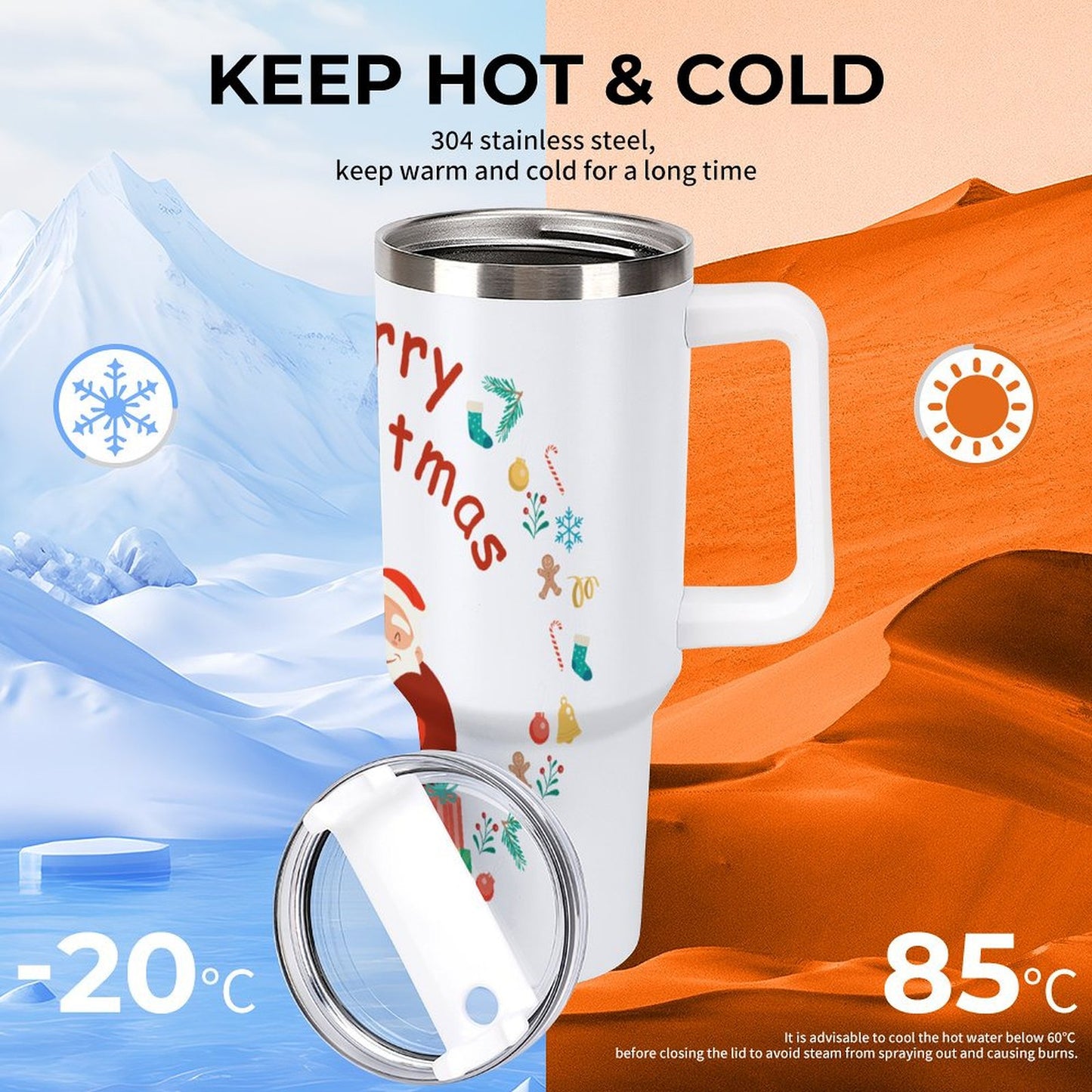 PHDT00191 POD US Local Tumbler 40 oz Large Capacity Car Cup Christmas Santa Claus Gifts