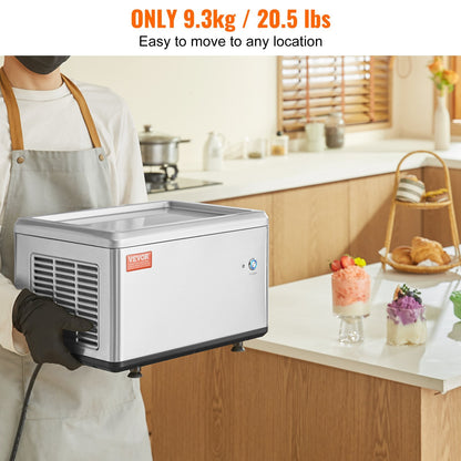 US Local Fried Ice Cream Roll Machine, 19.3" X 14.9" Stir-Fried Ice Cream Pan, Stainless Steel Rolled Ice Cream Maker With Compressor And 2 Scrapers, For Making Ice Cream, Frozen Yogurt, Ice Cream Rolls