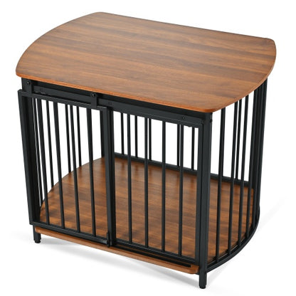 US Local 31.5 Furniture Style Dog Crate For Small And Medium Dogs, Wooden Cage Indoor Kennel Furniture, Modern Dog Crate End Table With Double-Doors