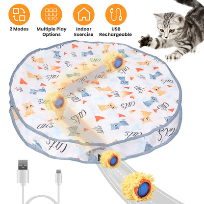 US Local 1Pc Cat Toys Ball Fast Rolling In Pouch Rechargeable Motion Activated Interactive Cat Toys For Indoor Cats Hide And Seek Mouse Catching Game