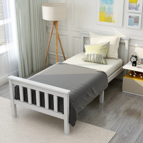 UK Local Single Bed White 3ft Solid Pine Wooden Bed Frame For Adults, Kids 190 X 90 Cm 3FT