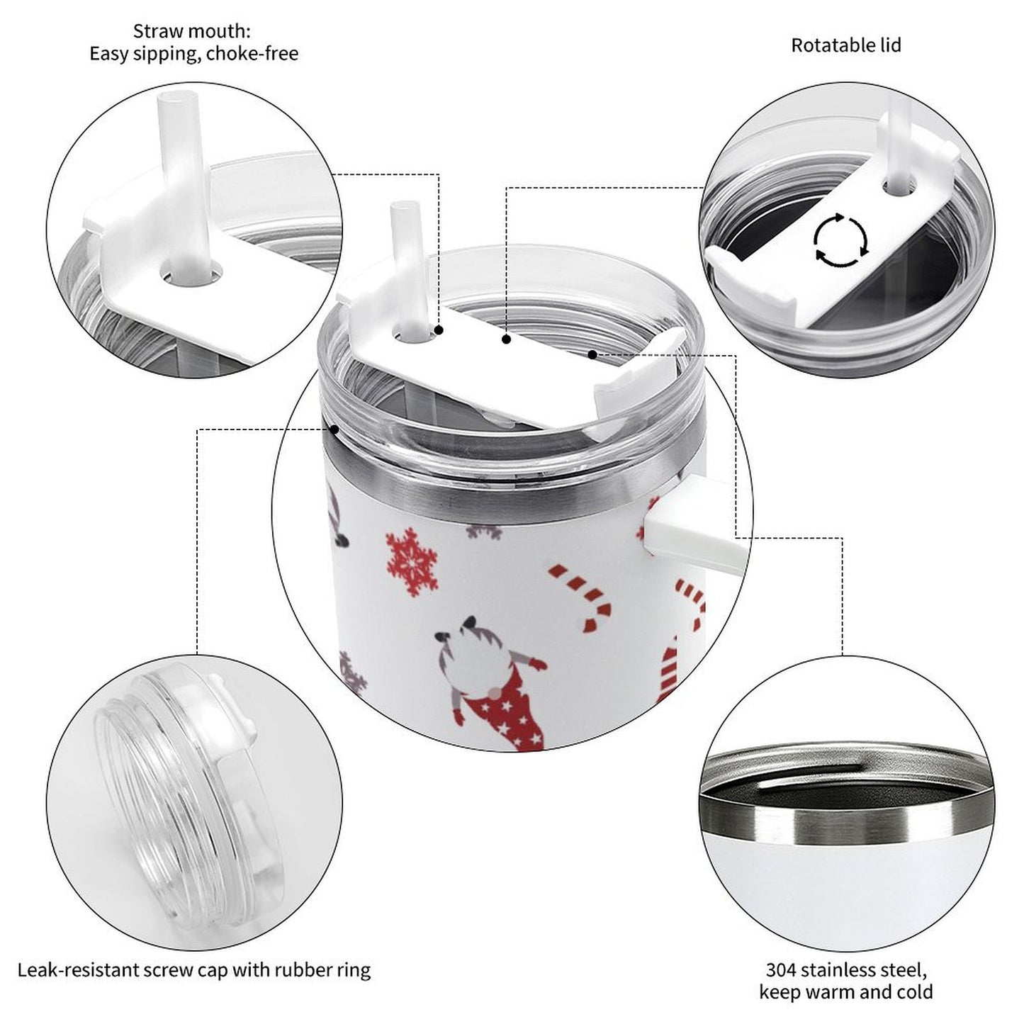 PHDT00075 POD US Local Tumbler 40 oz Large Capacity Car Cup Christmas Dwarf, Red