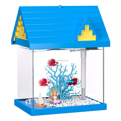 US Local FREESEA 2-gallon Acrylic Fresh-keeping Fish Tank, Equipped With Filtration And Lighting, Suitable For Shrimp, Jellyfish, And Goldfish, Ideal For Children's Bedrooms.