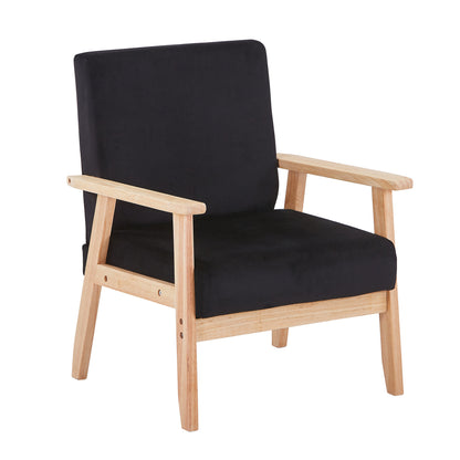 US Local Velvet Accent Chair Relaxing Armchair With Solid Wood Frame For Living Room